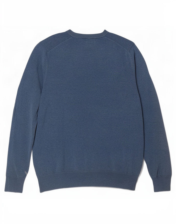 Marks & Spencer - Jersey de cuello redondo para hombre, talla grande, algodón azul