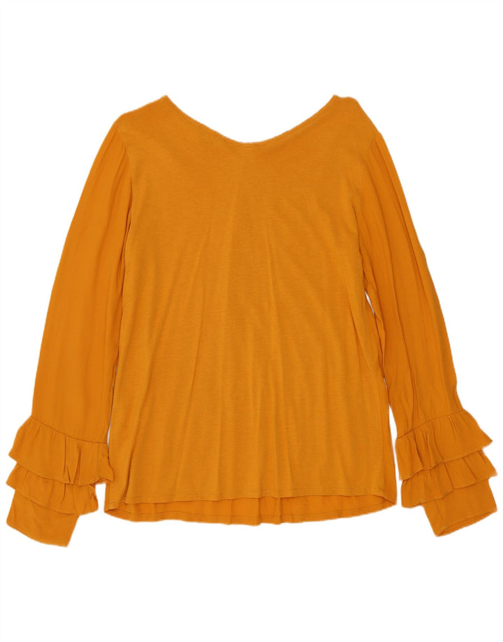 Massimo Dutti Blusa Manga Larga Mujer UK 10 Small Lyocell Amarillo