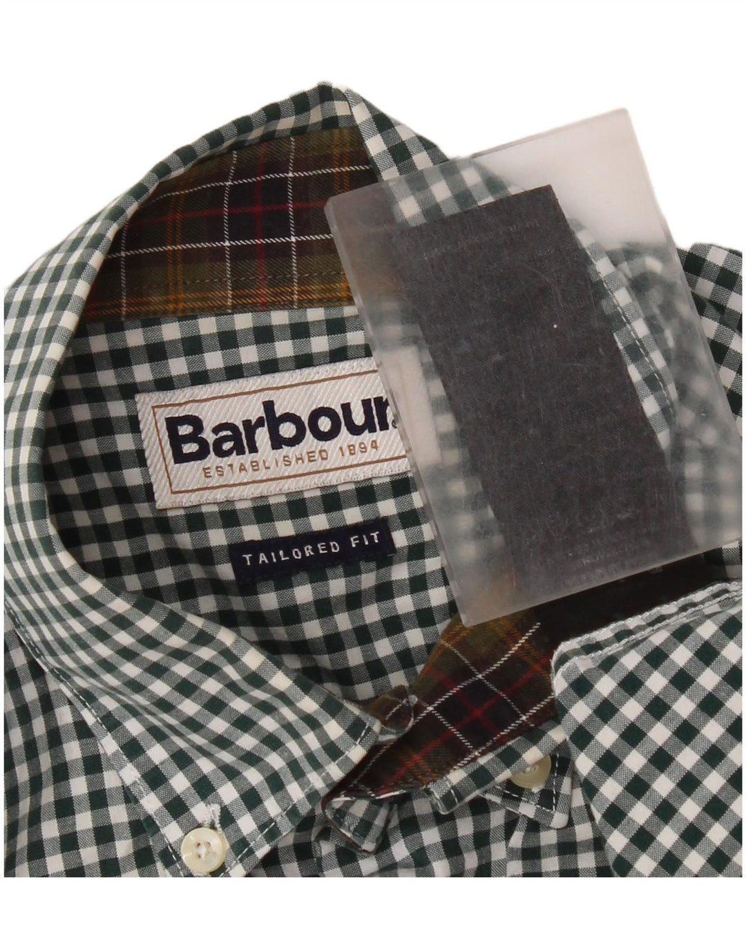 Barbour Camisa Entallada De Algodón A Cuadros Verde Pequeño Hombre