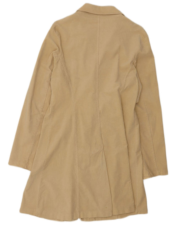 Vintage mujer pana abrigo Reino Unido 12 Medio Beige