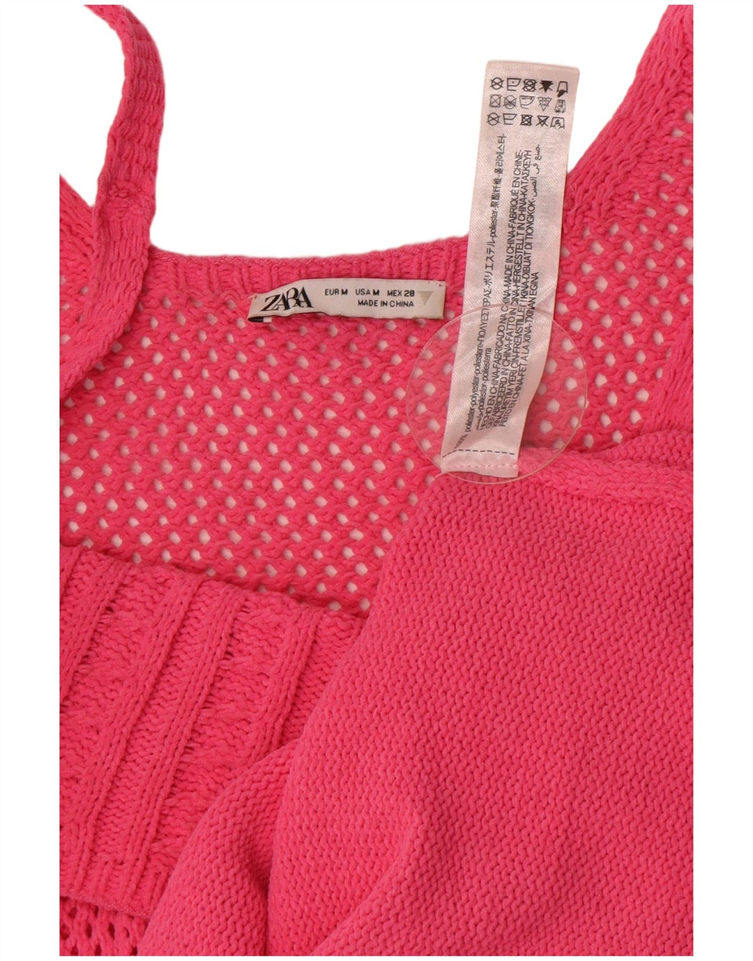 Zara Mujer Vestido De Punto UK 42 Poliéster Rosa Medio
