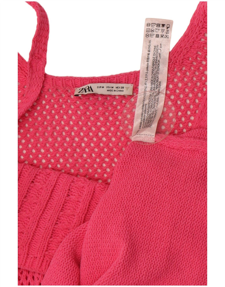Zara Mujer Vestido De Punto UK 42 Poliéster Rosa Medio