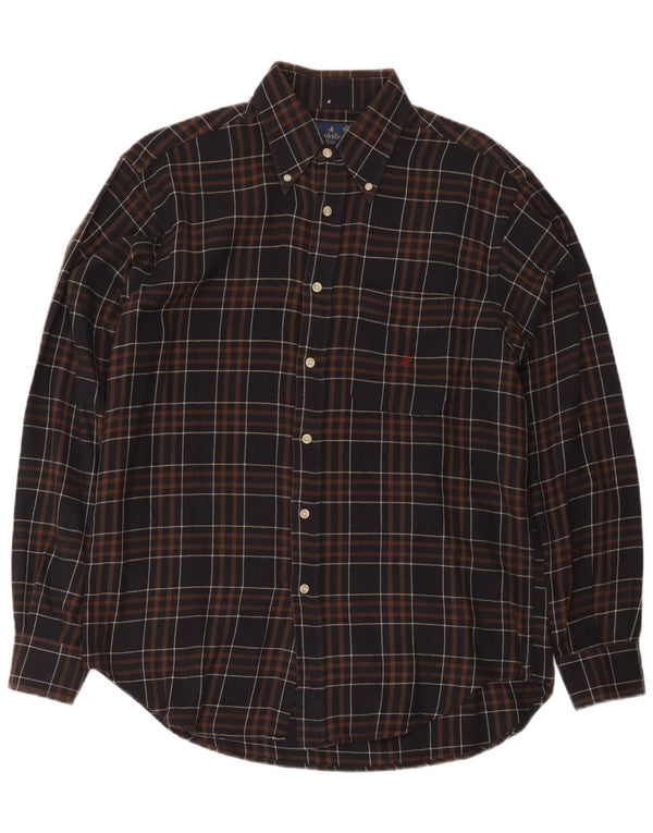 Brooksfield Camisa de franela para hombre Talla 39 Algodón a cuadros marrón medio