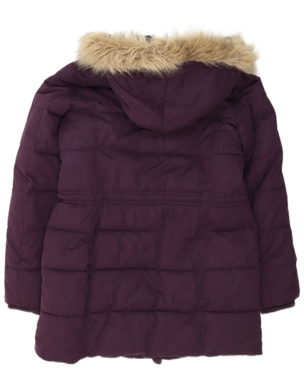 Abrigo acolchado con capucha para mujer Fat Face UK 42 Algodón morado mediano