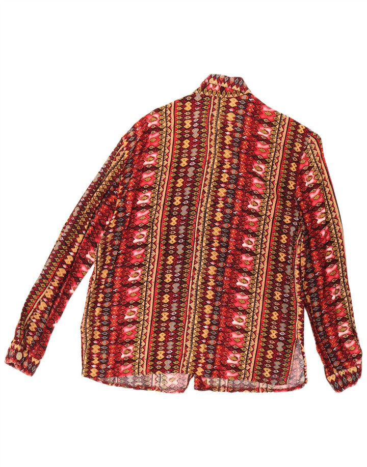 Vintage mujer suelta ajuste camisa EU 40 medio multicolor geométrico