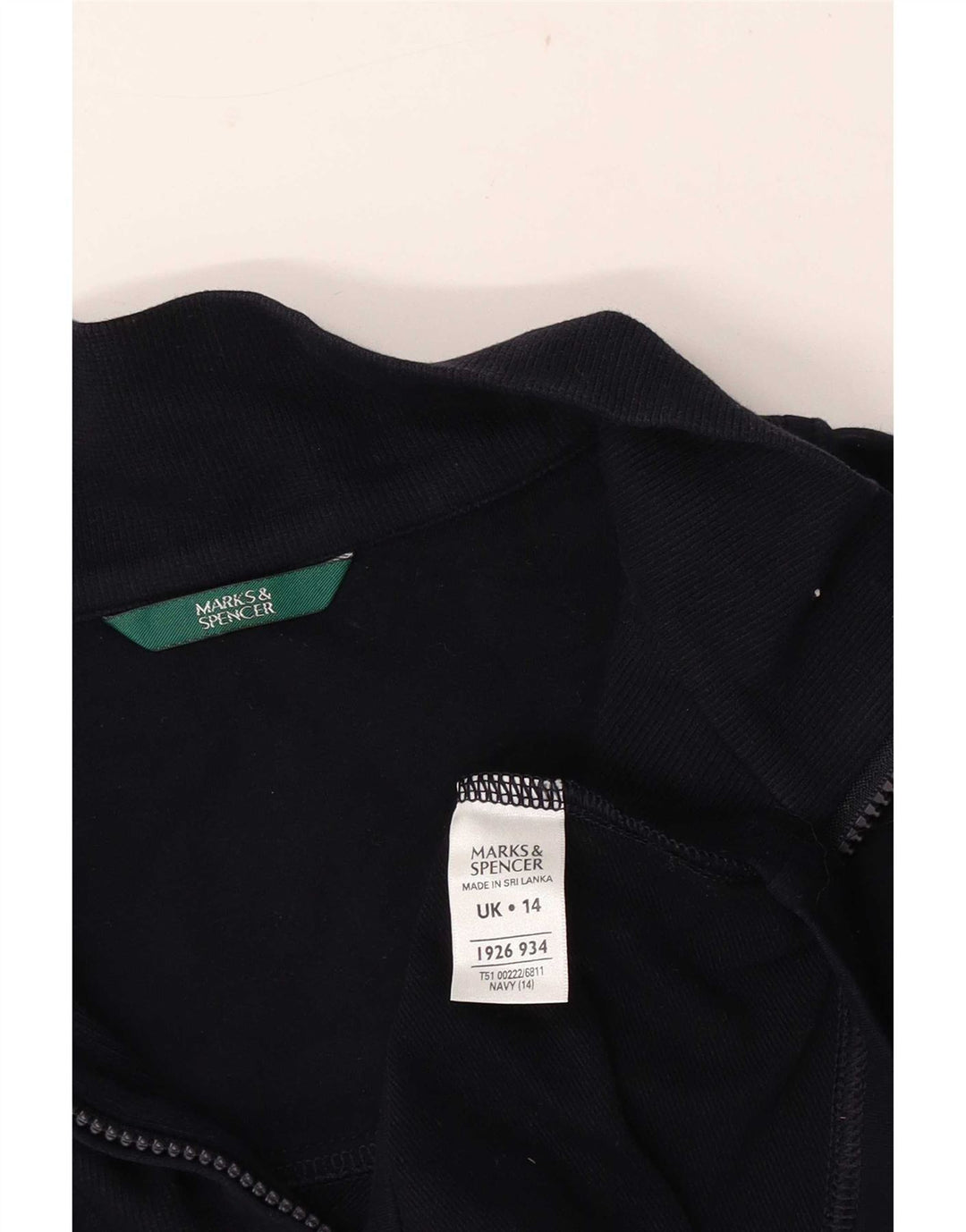 Marks & Spencer - Sudadera con cuello y cremallera para mujer, talla 40, talla mediana, azul marino