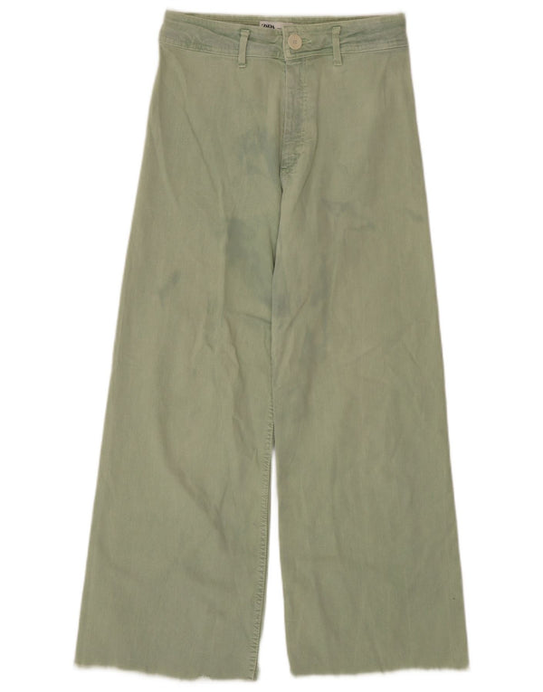 Zara Jeans De Pierna Ancha De Tiro Alto Para Mujer EU 40 Medium W30 L27 Verde