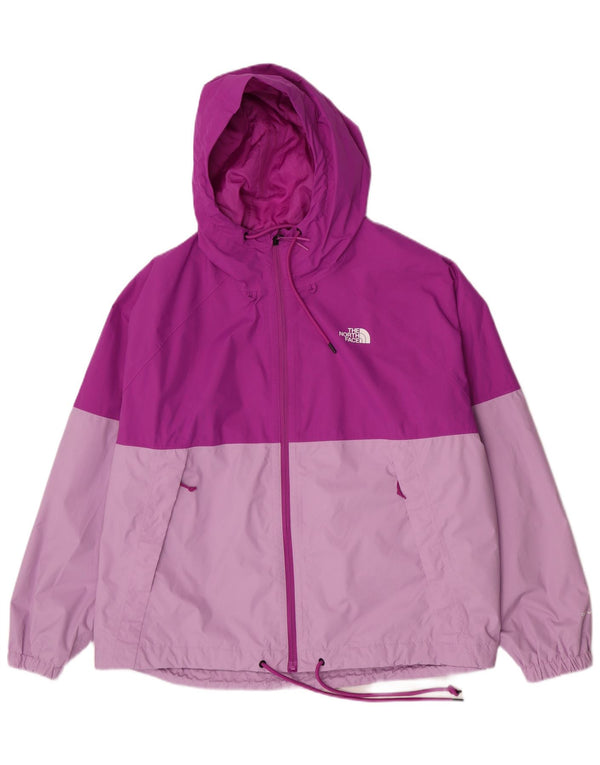 Chaqueta impermeable con capucha para mujer The North Face UK 40 2XL Nylon color block morado