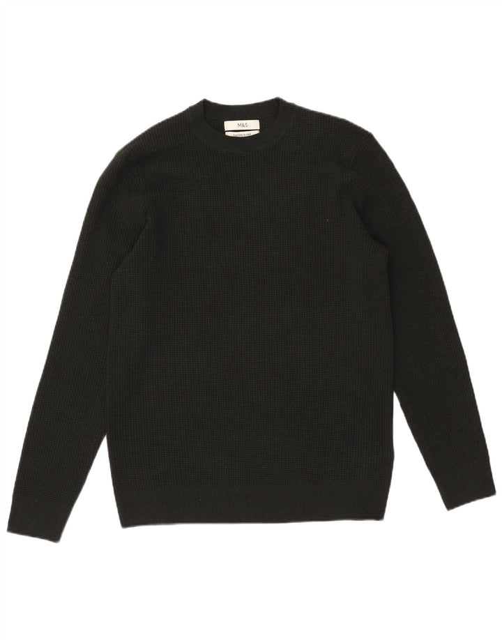 Marks & Spencer Jersey de cuello redondo para hombre, talla pequeña, poliéster caqui
