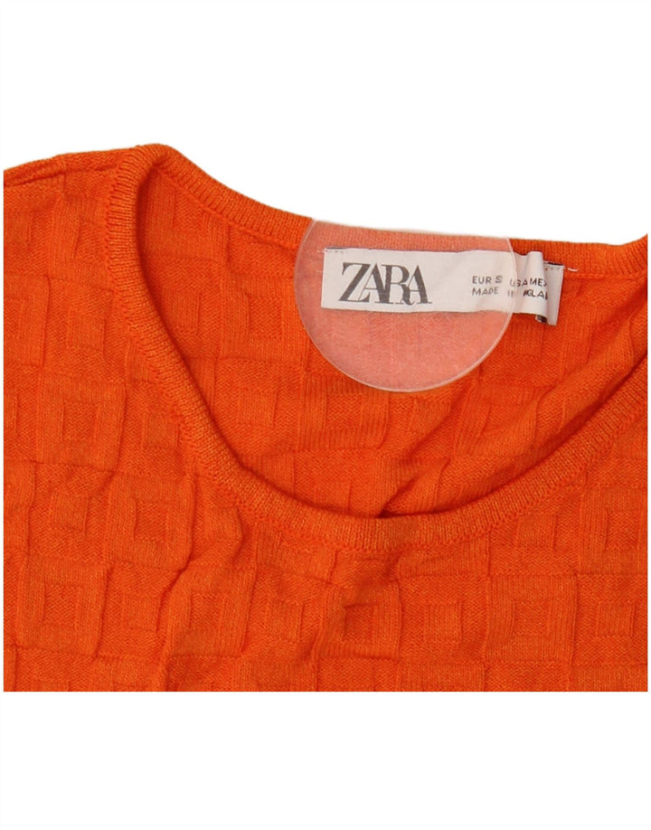 Zara Mujer Crop Vest Top UK 8 Small Naranja Viscosa