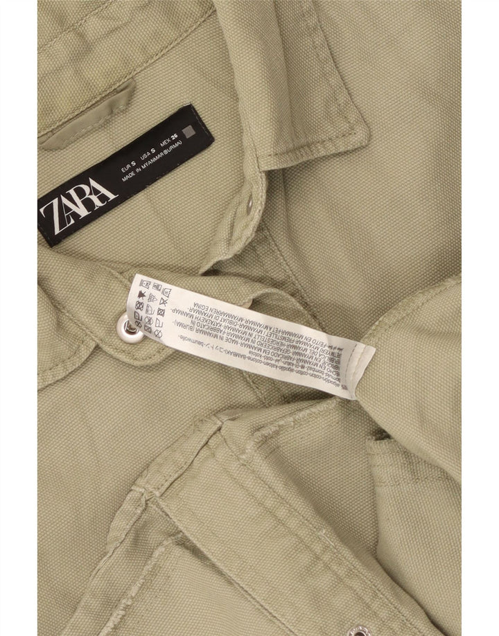 Zara Mujer Camisa Extragrande UK 10 Small Algodón Verde