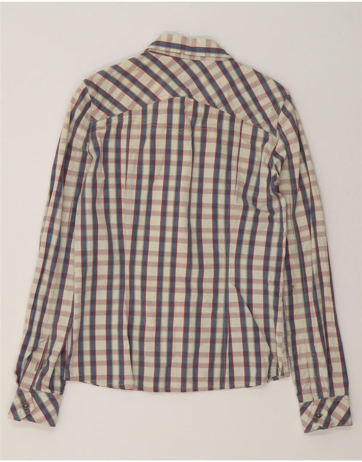 Guru Camisa ajustada para mujer UK 40 Medium White Check Cotton