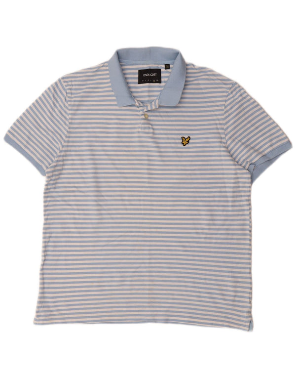 Lyle & Scott Polo para hombre XL de algodón a rayas azules