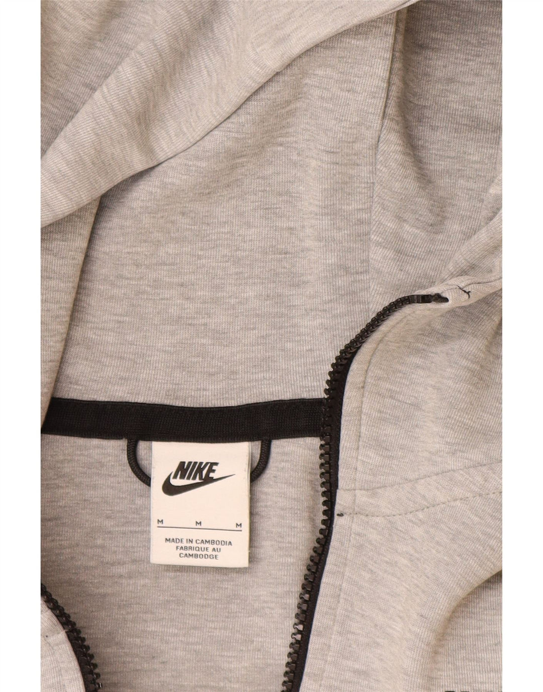 NIKE Sudadera con capucha y cremallera para hombre, algodón gris medio