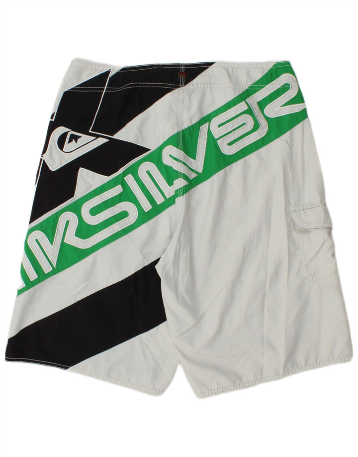 QUIKSILVER Hombre Bañador con estampado gráfico Grande Blanco Colorblock Poliéster