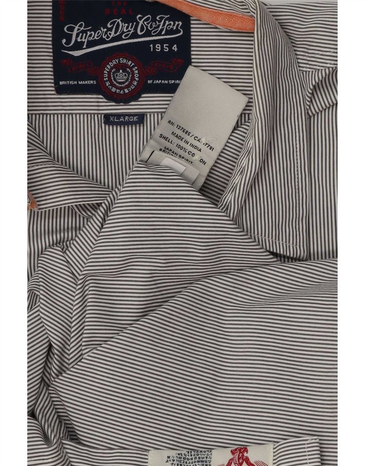 Camisa Superdry Hombre XL Algodón A Rayas Azul