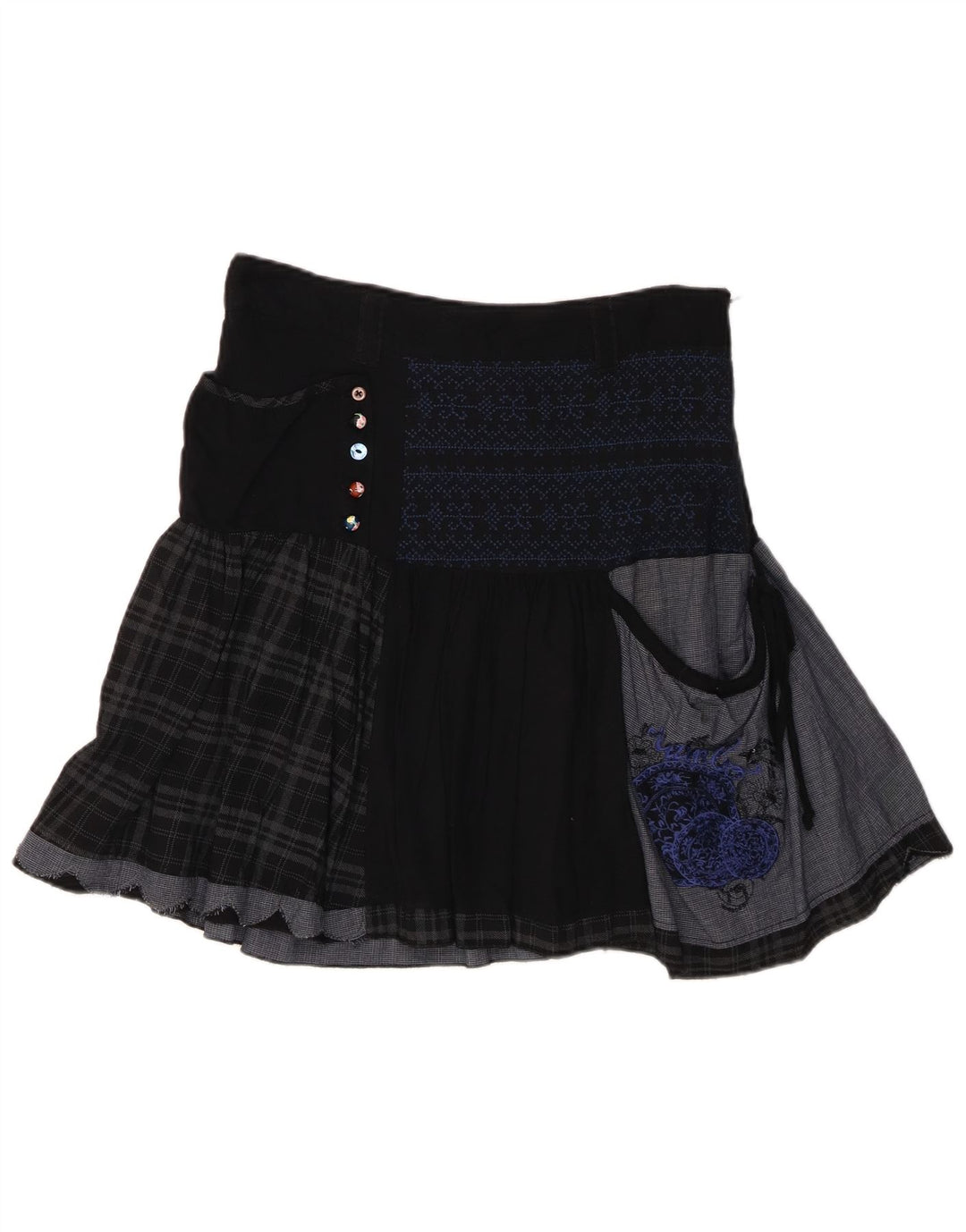 Minifalda Desigual para mujer EU 38 Medium W30 Viscosa patchwork negra