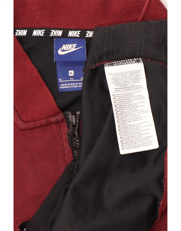 NIKE Mens Tracksuit Top Jacket XL Maroon Cotton