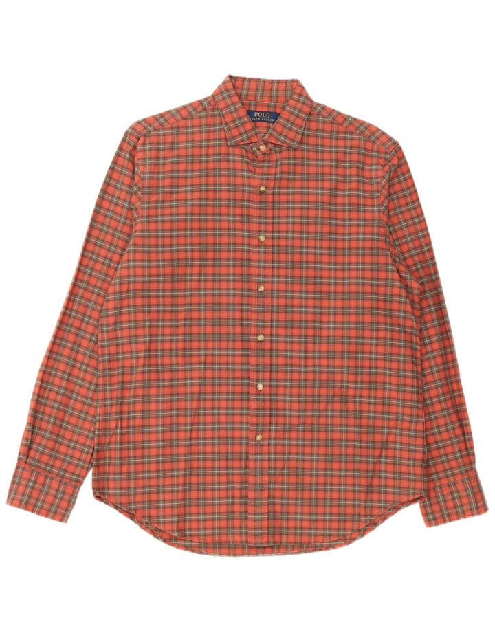 Camisa Polo Ralph Lauren para hombre de algodón a cuadros naranja grande