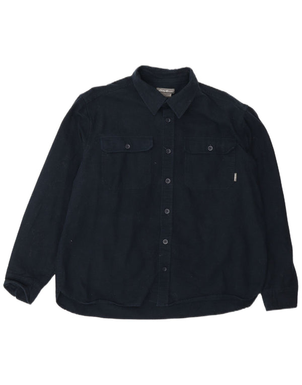 Camisa Eddie Bauer Hombre Algodón Azul Marino Mediano