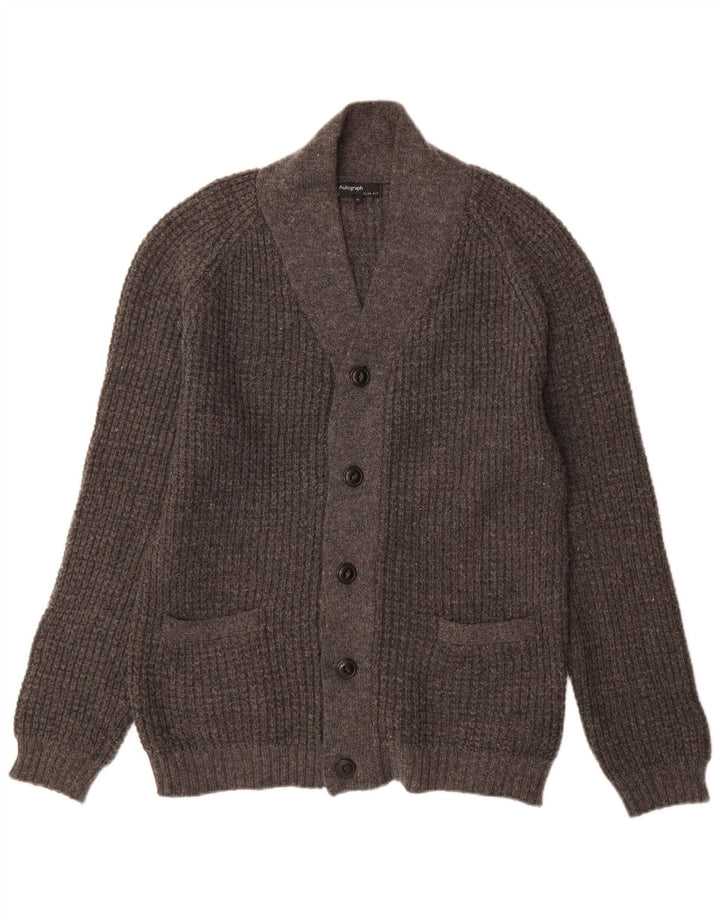 Marks & Spencer Suéter tipo cárdigan ajustado con autógrafo para hombre de lana gris medio