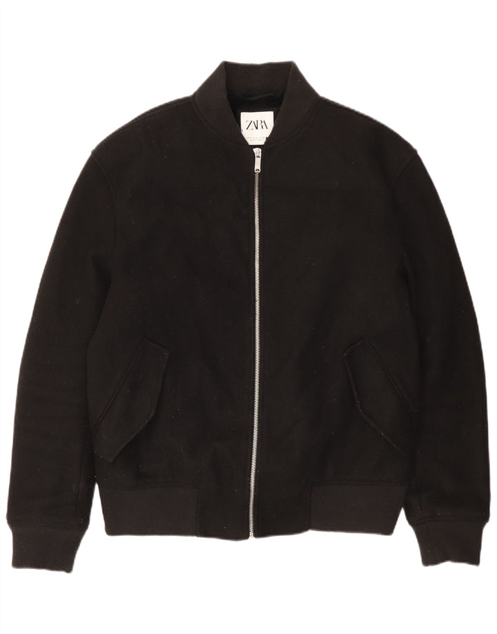 ZARA Chaqueta Bomber Hombre ES 38 Mediana Negro Poliéster