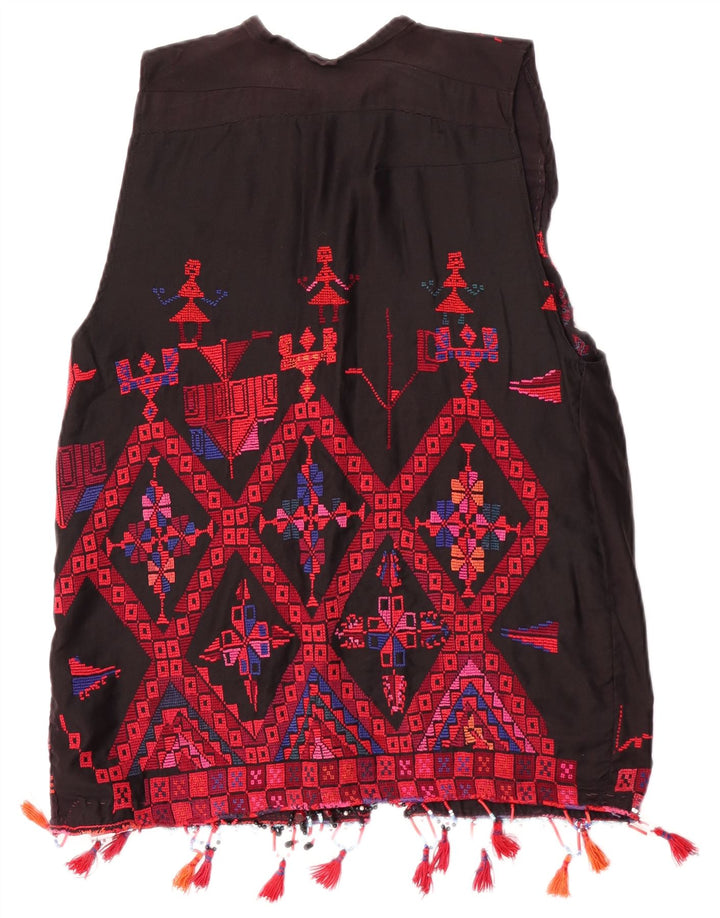 Vintage mujer chaleco Reino Unido 14 medio multicolor geométrico azteca