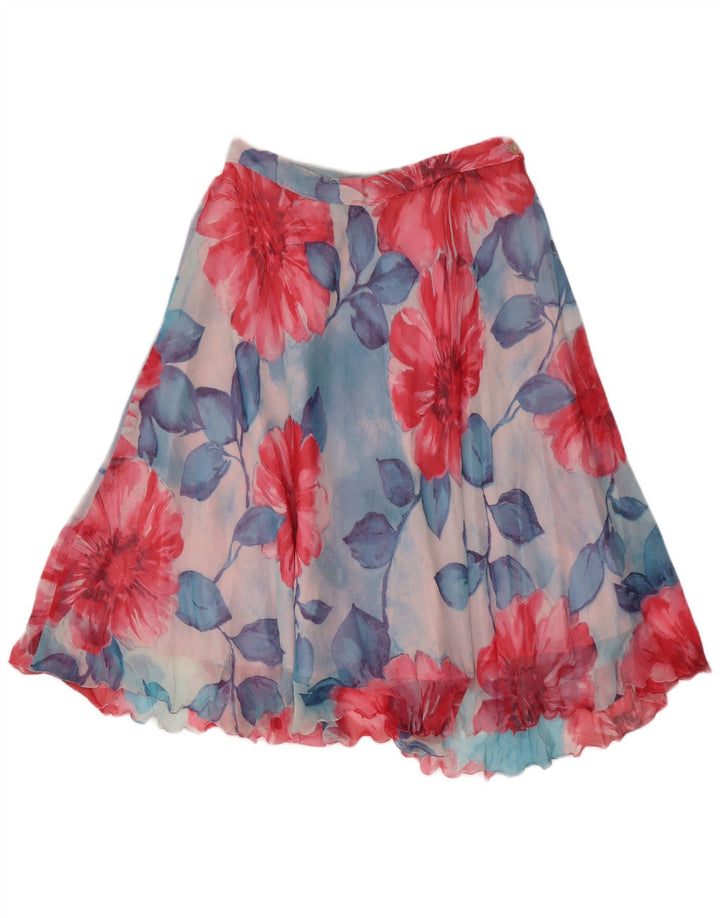 Vintage mujer A-Line falda W30 azul medio floral