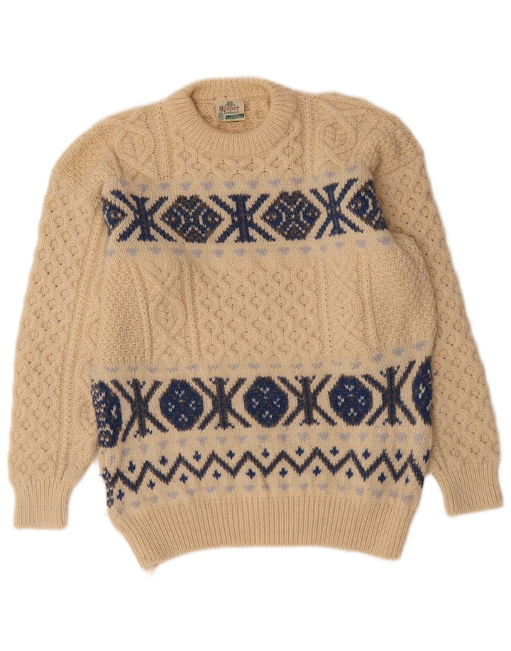 Bonner Jersey De Cuello Redondo Para Hombre Suéter De Lana Fair Isle Beige Grande
