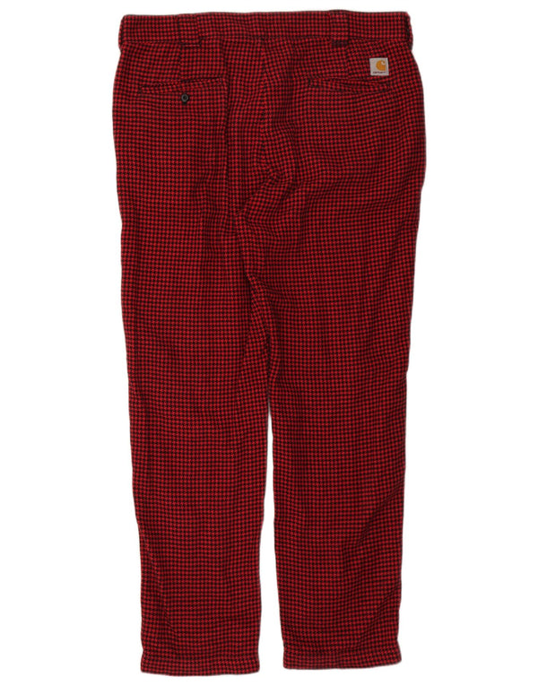 Carhartt Pantalón chino recto para hombre XL W40 L32 Algodón de pata de gallo rojo