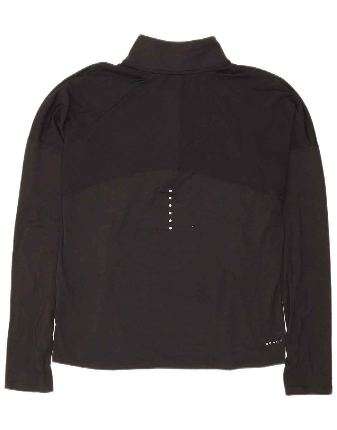 NIKE Mujer Dri Fit Zip Neck Jersey Chándal Top UK 10 Small Negro
