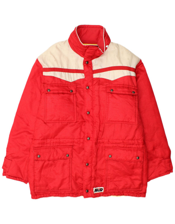 Vintage hombres acolchado abrigo Reino Unido 40 gran bloque de color rojo