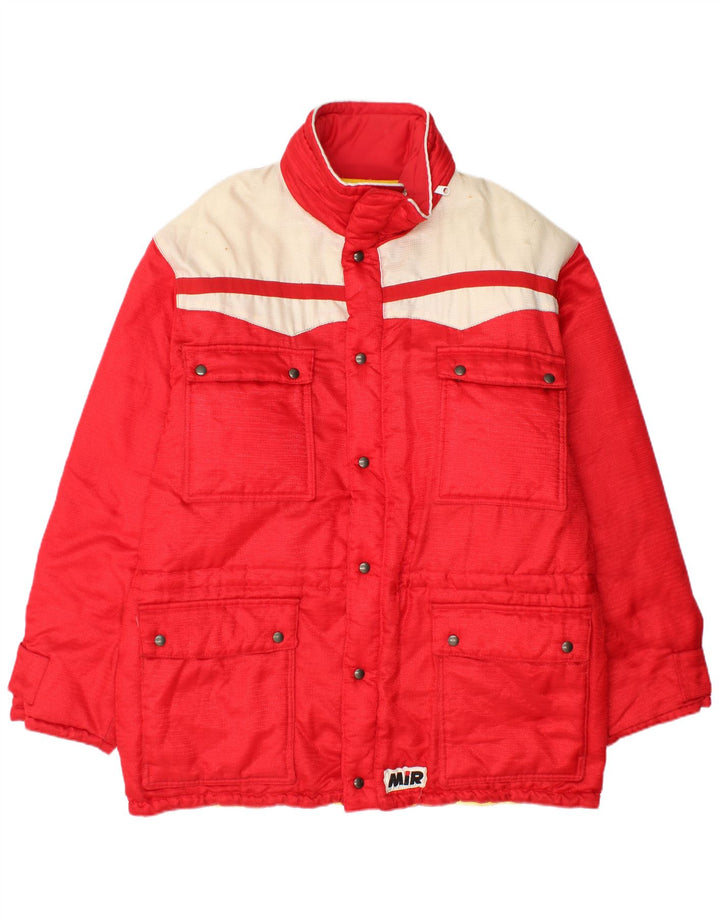 Vintage hombres acolchado abrigo Reino Unido 40 gran bloque de color rojo