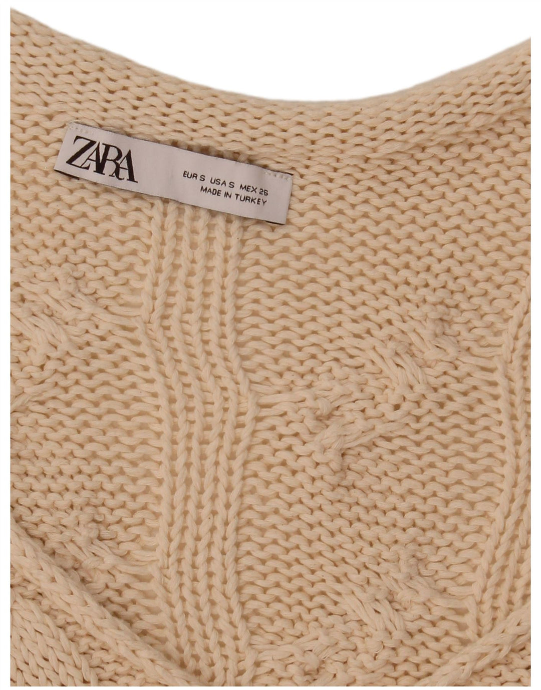 Zara Mujer Suéter De Gran Tamaño Con Cuello En V UK 10 Small Off White