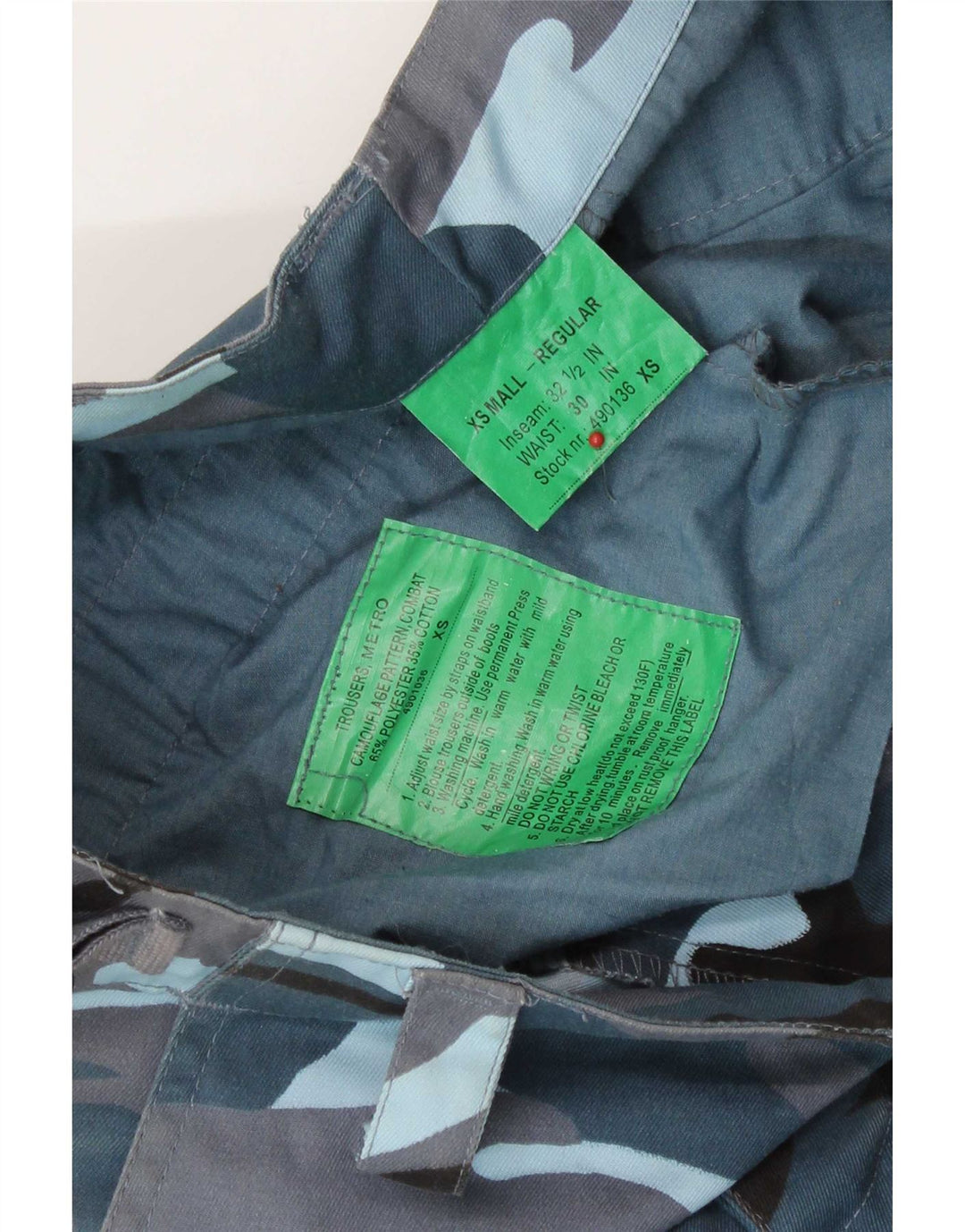 Pantalón cargo vintage para hombre de corte regular W30 L32 Poliéster de camuflaje azul