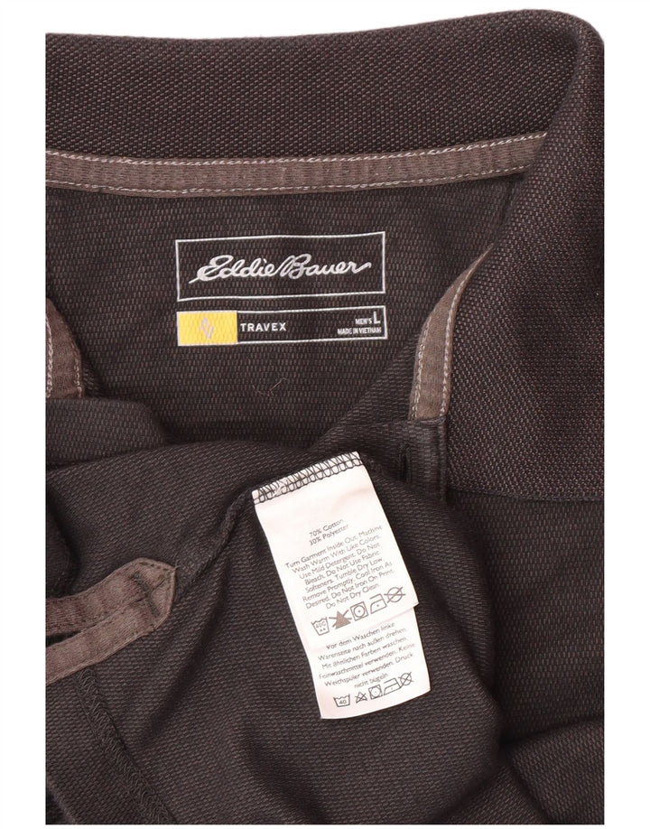 EDDIE BAUER Polo para hombre de algodón gris grande