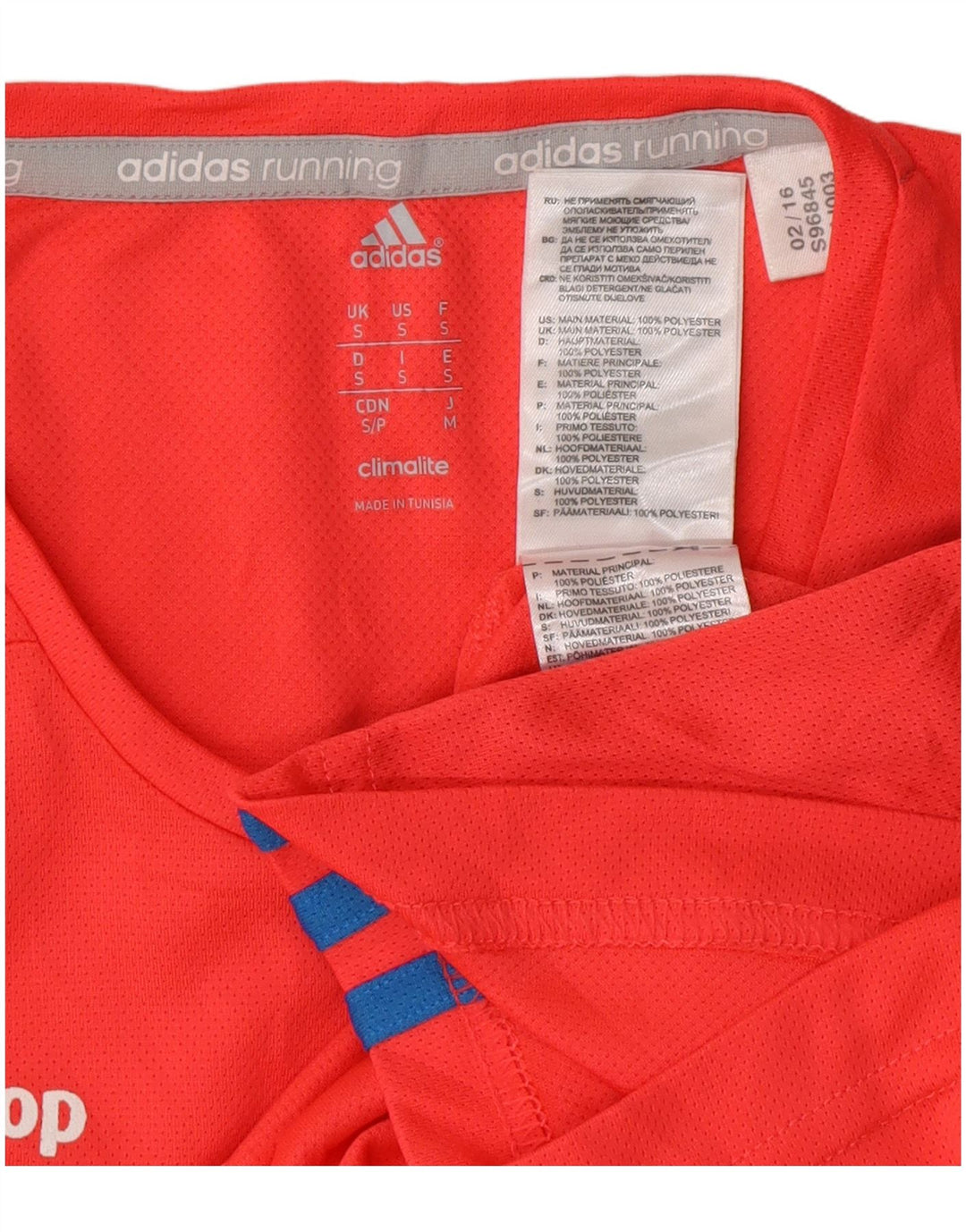 ADIDAS Mens Climalite Graphic Camiseta Top Pequeño Poliéster Rojo