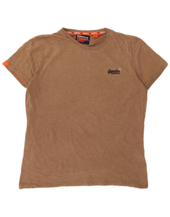 Superdry Hombre Camiseta Top Algodón Marrón Medio