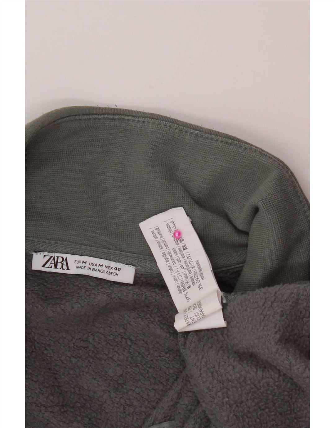 Zara Hombre Sudadera Con Cremallera Y Cuello Jersey Algodón Gris Medio