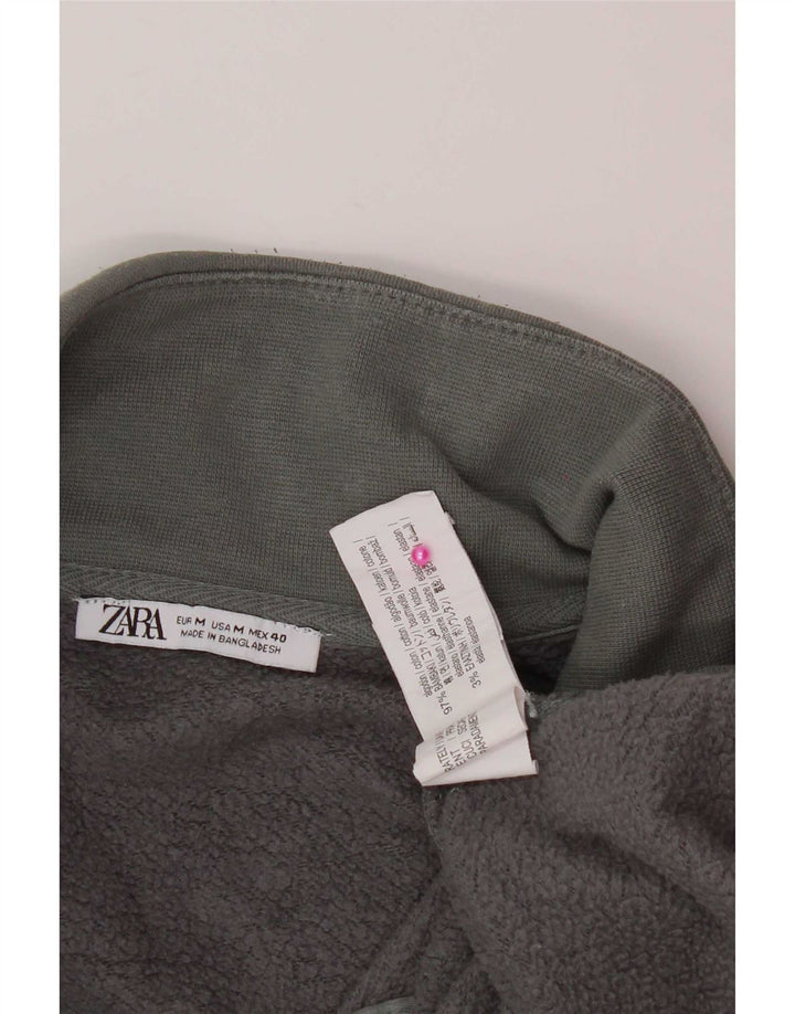 Zara Hombre Sudadera Con Cremallera Y Cuello Jersey Algodón Gris Medio