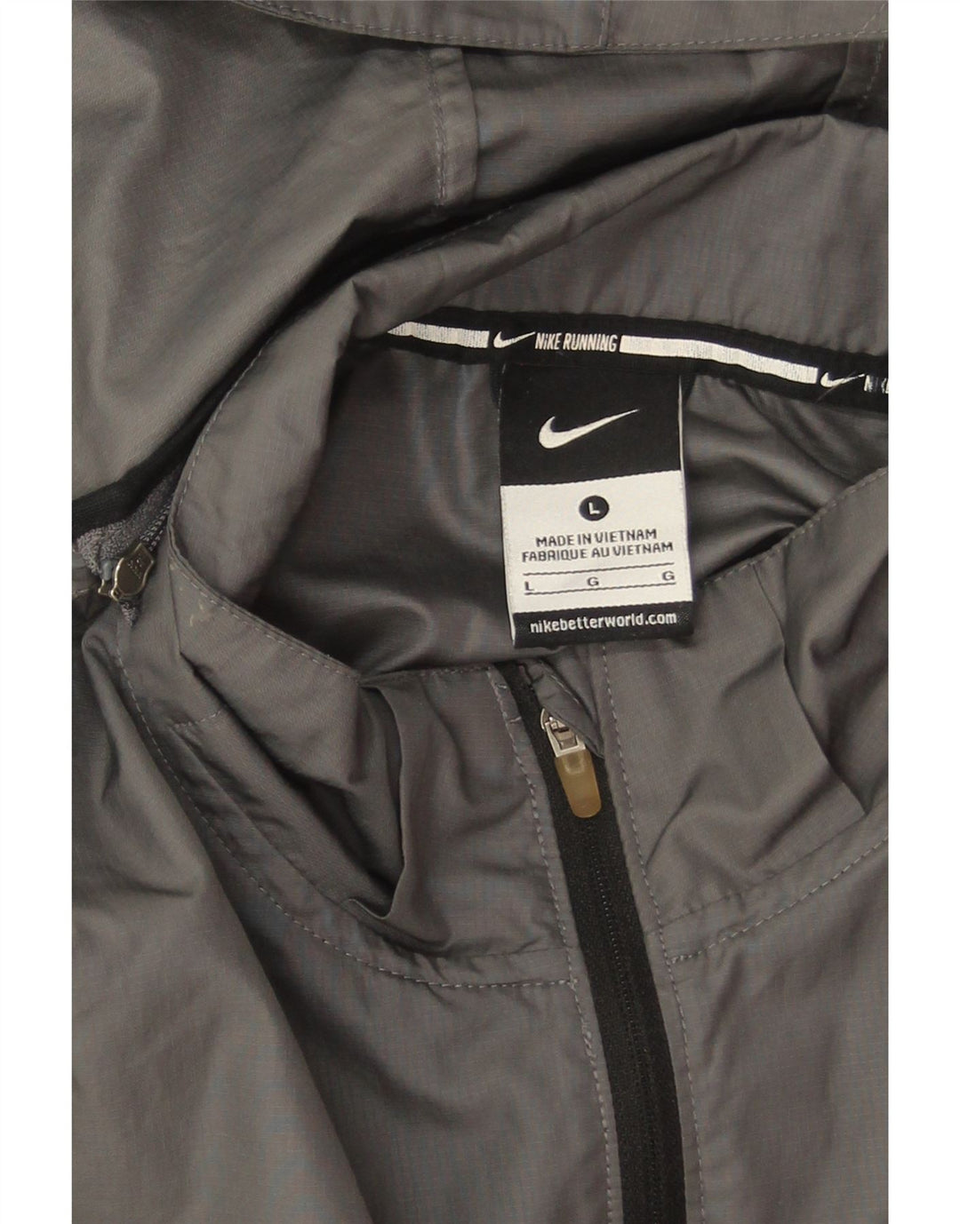 Chaqueta impermeable con capucha Nike para mujer UK 46 Grande Gris Colorblock Poliéster