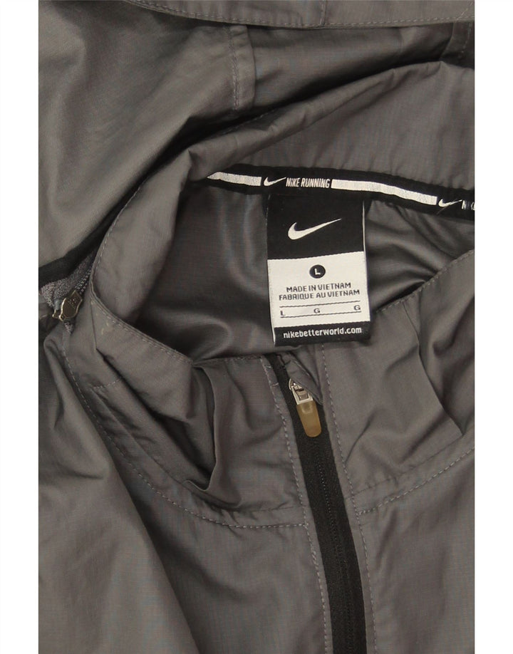 Chaqueta impermeable con capucha Nike para mujer UK 46 Grande Gris Colorblock Poliéster