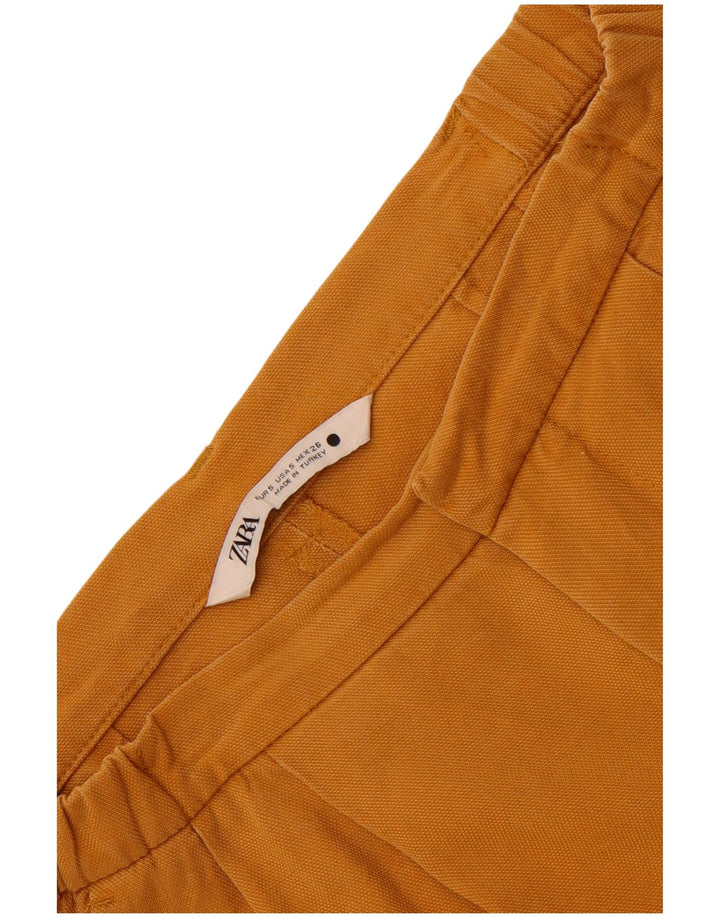 Zara Mujer Pantalones Cortos Chinos Plisados Pequeño W26 Marrón