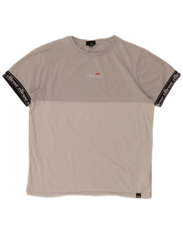 Ellesse Hombre Camiseta gráfica Top Algodón color block gris medio