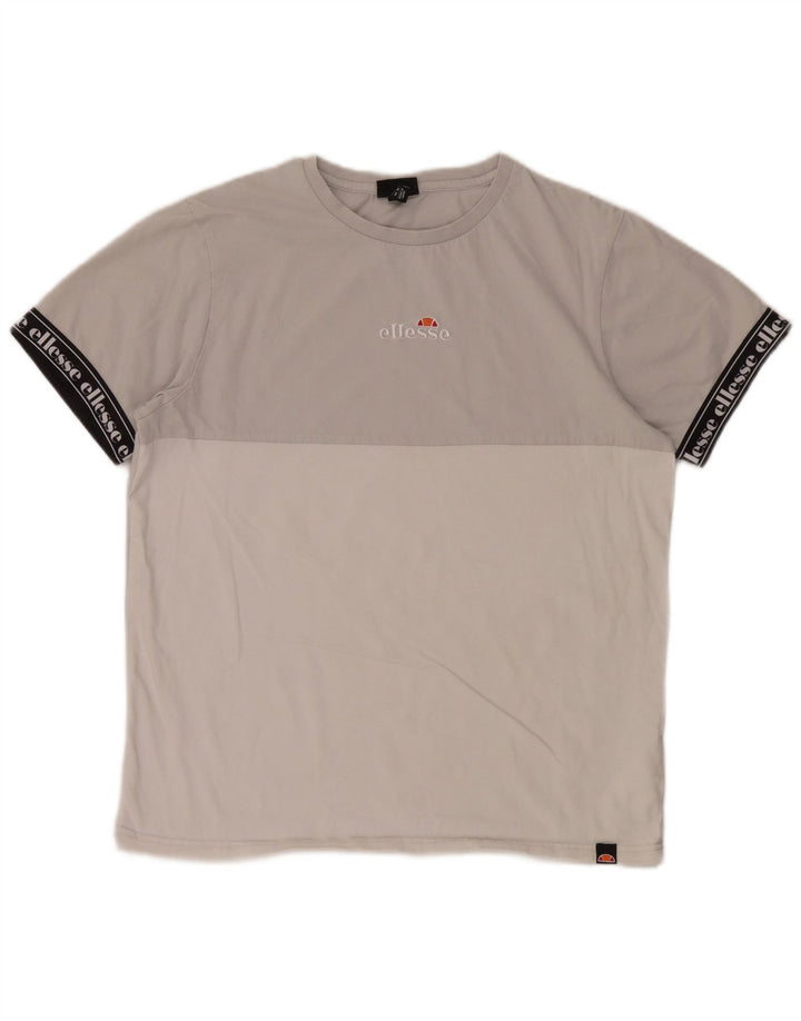 Ellesse Hombre Camiseta gráfica Top Algodón color block gris medio
