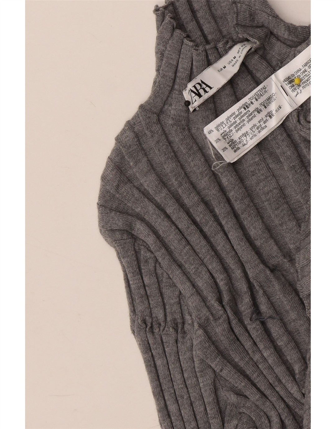 Zara - Jersey con cuello alto para mujer, talla 40, poliéster gris medio
