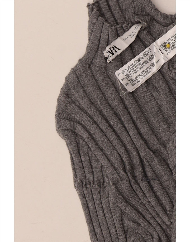 Zara - Jersey con cuello alto para mujer, talla 40, poliéster gris medio