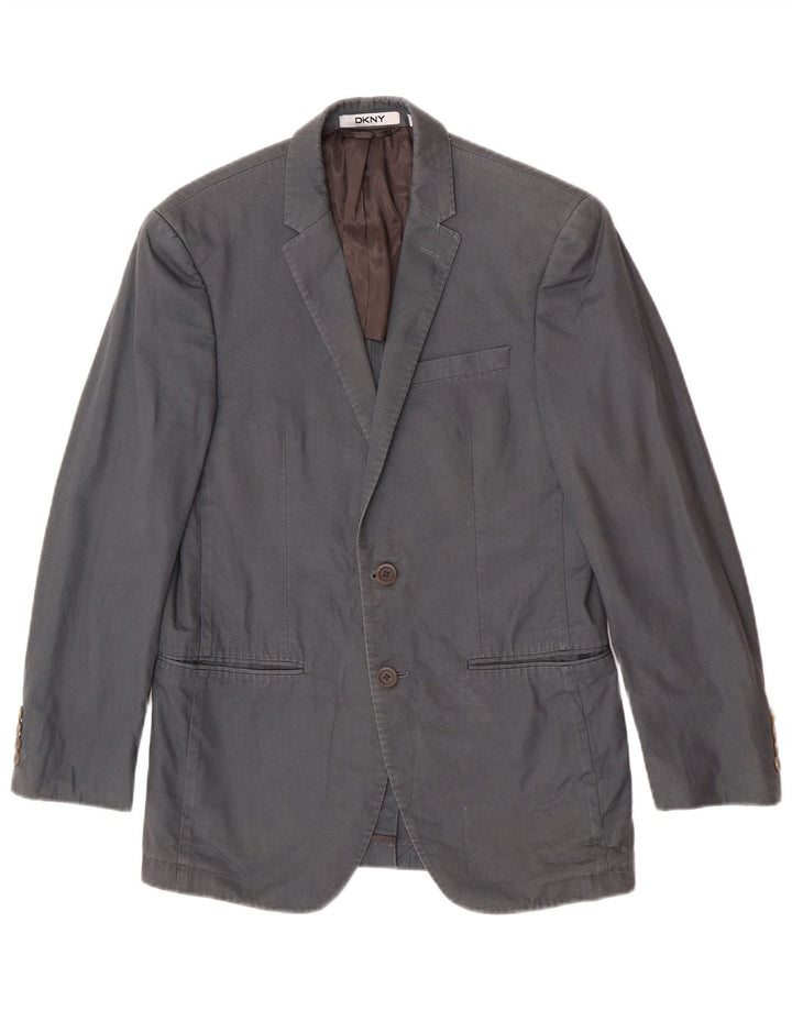 Dkny Chaqueta tipo blazer de 2 botones para hombre UK 36 Small Grey Cotton