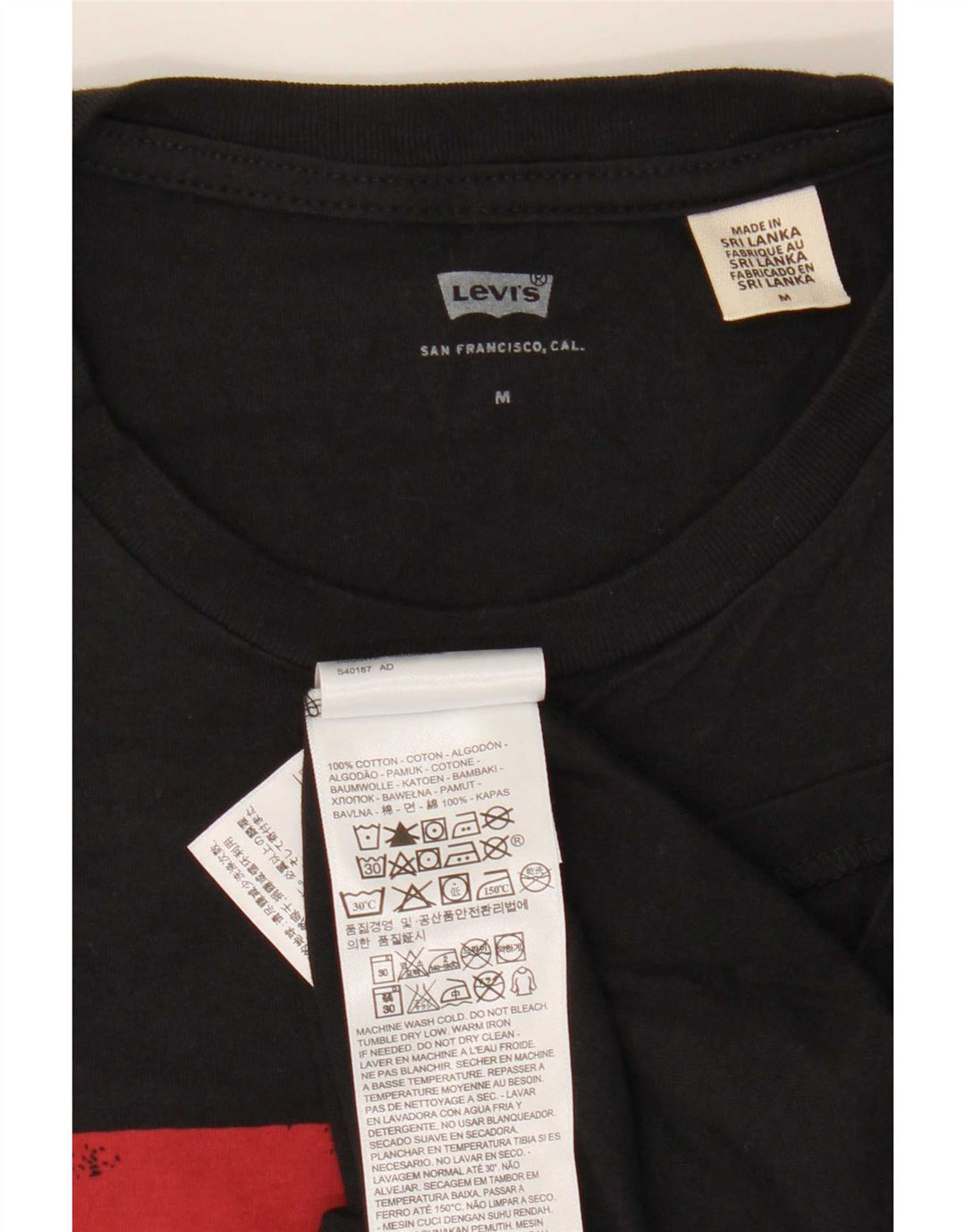 Levi's Camiseta gráfica para hombre Top Medium Black Cotton