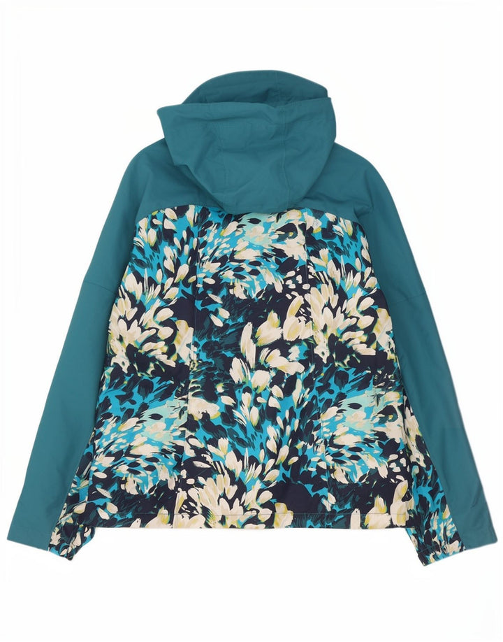 Columbia Chaqueta cortavientos con capucha para mujer UK 40 Poliéster floral azul pequeño